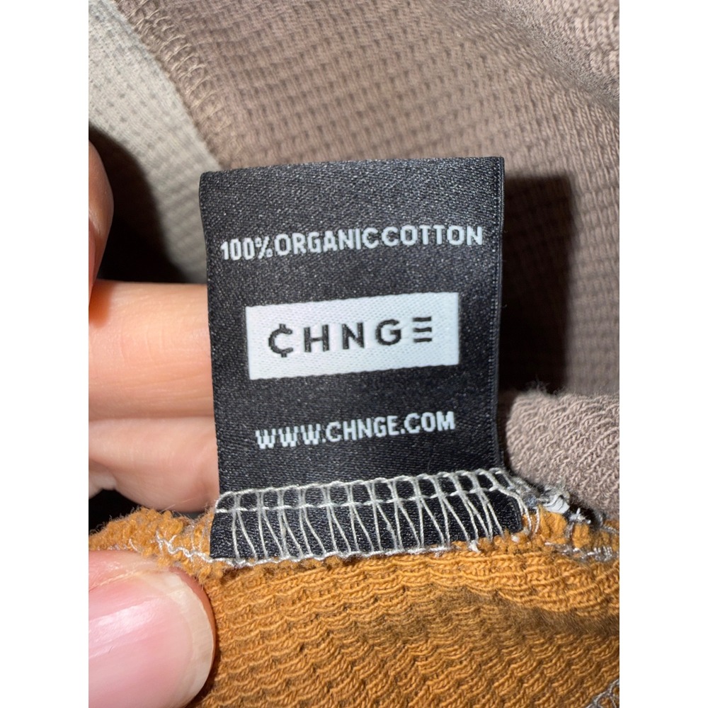 CHNGE Organic Cotton Waffle Knit Crop Tank Top Earth Tone Colorblock Small - Picture 4 of 5